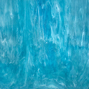 AG145 artisan glass teal blue with white 12 x 15