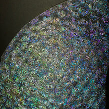 Load image into Gallery viewer, CBS mixture dichroic corkscrew wissmach clear florentine thin 96 COE, 1 quarter circle approx 9.5 x 9.5