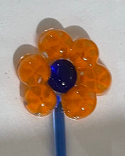 Load image into Gallery viewer, Marigold pinwheels 96 COE murrini, millefiore, 1.5 oz sticks