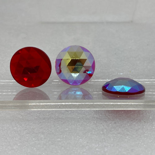 20mm dark red iridescent faceted jewel