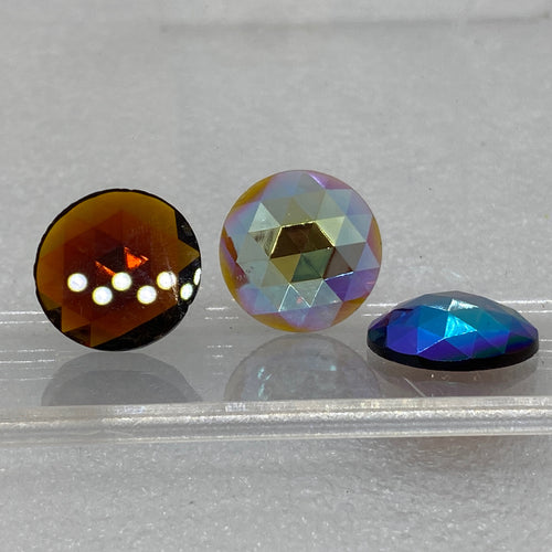 20mm dark amber iridescent faceted jewel