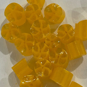 Marigold pinwheels 96 COE murrini, millefiore, 1.5 oz sticks